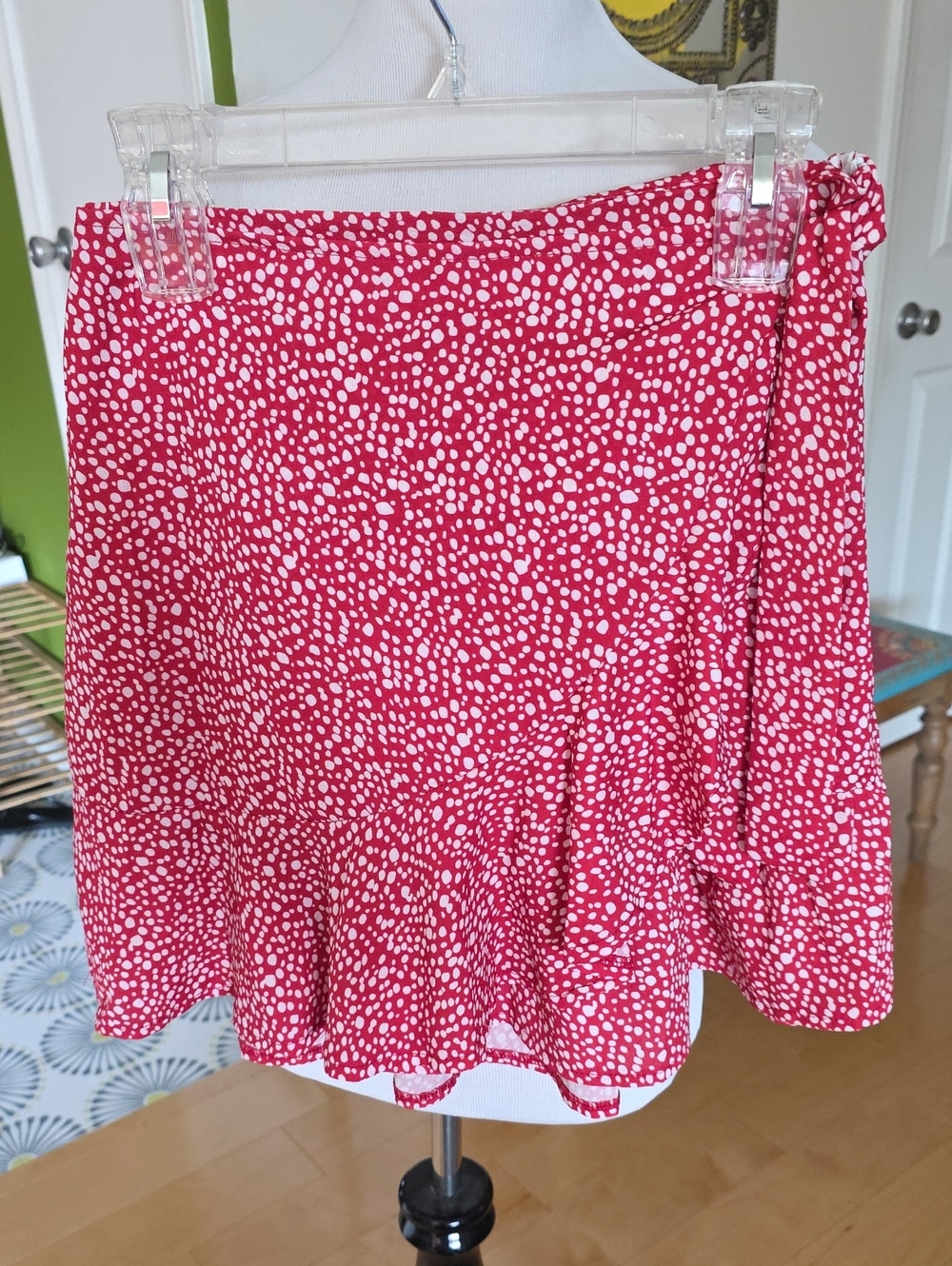 Red Mini Wrap Skirt